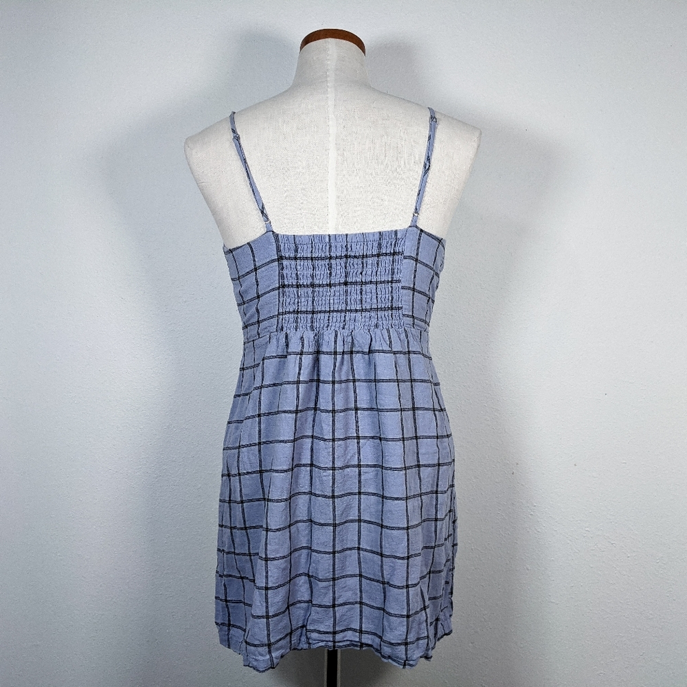 SOLD!!! Urban Outfitters Faux Wrap Checkered Mini Dress Blue Size M - Picture 3 of 9